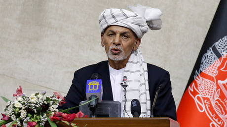 Ashraf Ghani speaks at the parliament in Kabul, Afghanistan August 2, 2021. © Reuters / Stringer