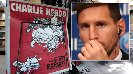 Shirts bearing the name of Lionel Messi have been depicted on the front cover of Charlie Hebdo © Eric Gaillard / Reuters | © Sarah Meyssonnier / Reuters