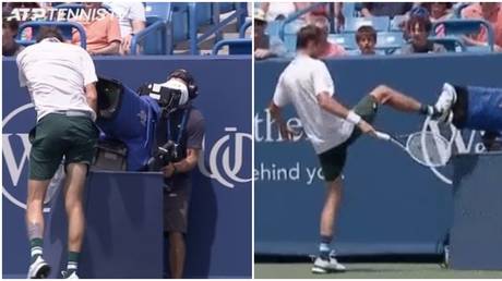 WATCH: Furious Medvedev collides with camera in explosive scenes in all-Russian semi-final clash with Rublev in Cincinnati