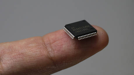 A Renesas Electronics Corp's microcontroller chip, Tokyo, Japan, May 24, 2012.