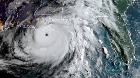 A satellite image shows Hurricane Ida in the Gulf of Mexico and approaching the coast of Louisiana, US, August 29, 2021.