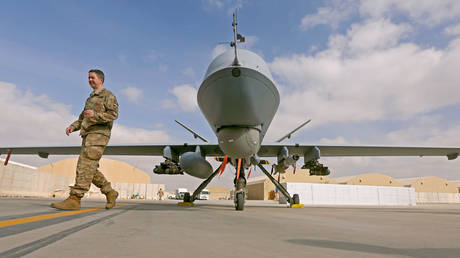 FILE PHOTO: MQ-9 Reaper drone at the Kandahar air base, Afghanistan January 23, 2018.