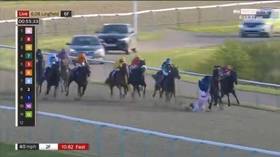 Aussie teenage jockey star in induced coma after horror fall from horse on crossing finish line