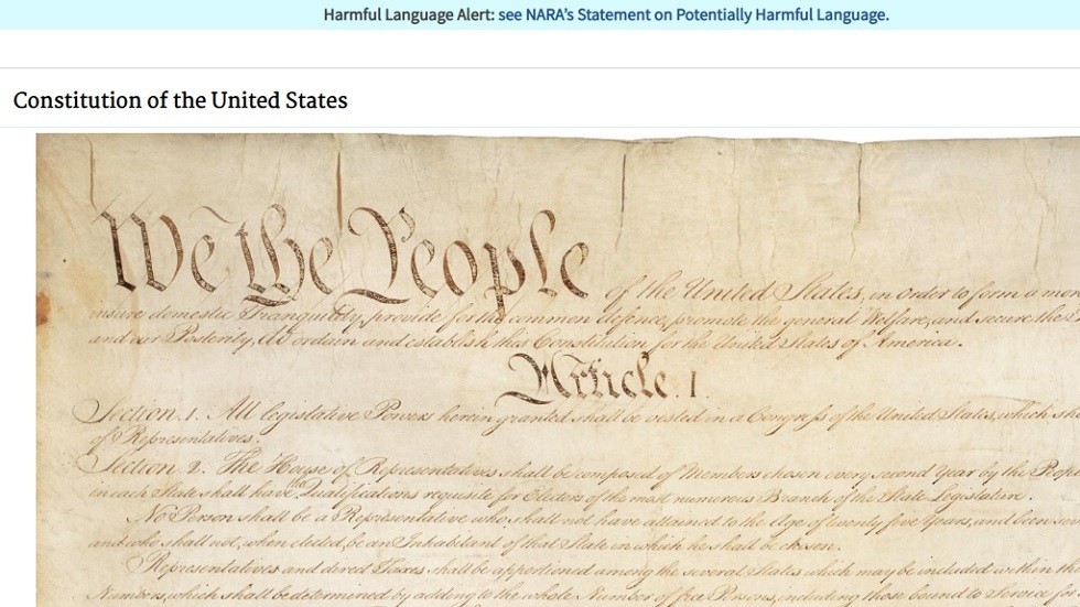 ‘Harmful Language Alert’: National Archives puts WARNING LABEL on US Constitution and Declaration of Independence