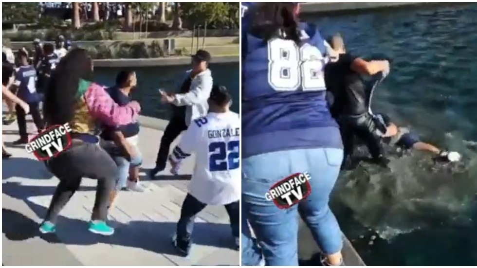 Los fanáticos de la NFL que luchan terminan en el lago mientras estallan peleas salvajes entre fanáticos de los vaqueros y los cargadores (video) -RT Sport News