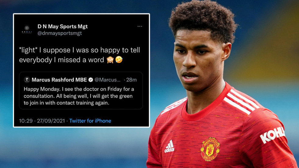 Rash tweet? Social media darling Marcus Rashford appears to be caught allowing a management company to make a Twitter post for him — RT Sport News