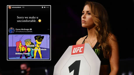 Arianny Celeste has posted about the UFC ring girl row over Khabib Nurmagomedov's comments, and Brittney Palmer (right) has echoed her views © Instagram / ariannyceleste | © Jasen Vinlove / USA Today Sports via Reuters