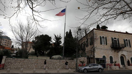 FILE PHOTO: An American flag flutters at the premises of the former United States Consulate General in Jerusalem. © Reuters / Ammar Awad