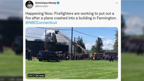 Plane CRASHES into industrial building in central Connecticut, setting it ablaze (VIDEOS)