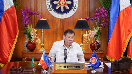 Philippine President Rodrugo Duterte attending the Association of Southeast Asian Nations (ASEAN) Summit, June 26, 2020. King © RODRIGUES / Presidential Photographers Division / AFP