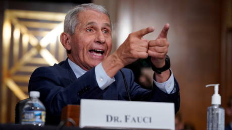 Dr. Anthony Fauci responds to accusations by Sen. Rand Paul (R-KY) as he testifies on Capitol hill in Washington, DC, US on July 20, 2021.