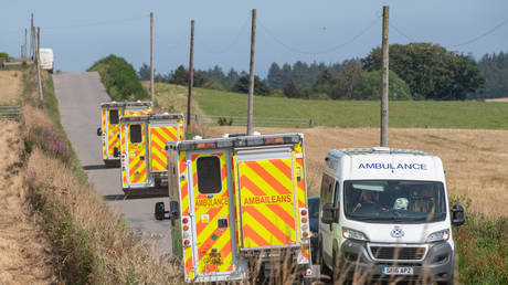 Ambulances in Stonehaven in northeast Scotland on August 12, 2020. © AFP / Michal Wachucik