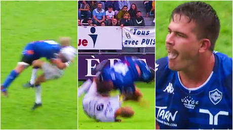 ‘That’s not a tackle, that’s attempted murder’: Rugby player shown straight red card for shocking tackle in French league (VIDEO)