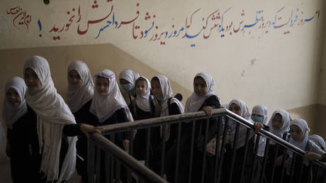 Girls in a school in Kabul, Afghanistan, September 12, 2021. © Felipe Dana / AP