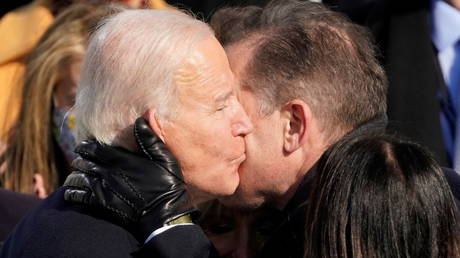 US President Joe Biden embraces his son Hunter at his inauguration in January 2021.