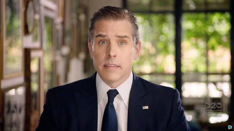 FILE PHOTO: Hunter Biden is shown speaking by video feed at the Democratic National Convention in August 2020.