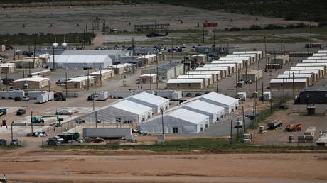 Temporary housing for Afghanistan evacuees is seen at the Dona Ana Housing Area in New Mexico, part of the Fort Bliss complex, August 22, 2021.