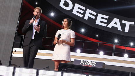 Prince Harry and Meghan Markle speak at the 2021 Global Citizen Live concert in New York. ©REUTERS / Caitlin Ochs