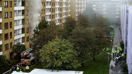 Apartment building hit by an explosion in Gothenburg. © Bjorn Larsson Rosvall / TT News Agency via REUTERS