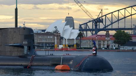 FILE PHOTO of submarine in Sydney Harbour. © Peter Parks / AFP