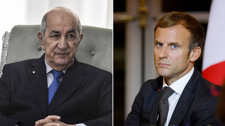 (L) Algerian President Abdelmadjid Tebboune © AFP / Ryad Kramdi; (R) French President Emmanuel Macron © Reuters / Ludovic Marin