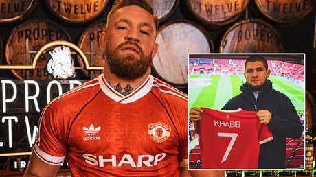 ‘Living rent-free in his head’: McGregor posts picture wearing Man Utd jersey – just hours after Khabib’s visit to Old Trafford