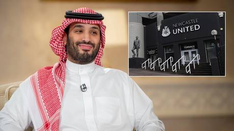 Saudi Crown Prince Bin Salman and Premier League club Newcastle. © Saudi Royal Court Handout via Reuters