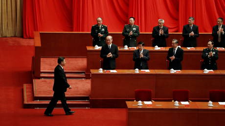 Chinese President Xi Jinping arrives for a meeting commemorating the 110th anniversary of Xinhai Revolution at the Great Hall of the People in Beijing. © Reuters / Carlos Garcia Rawlins