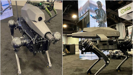 The Special Purpose Unmanned Rifle, or SPUR, is seen at the annual convention for the Association of the US Army in Washington, DC.