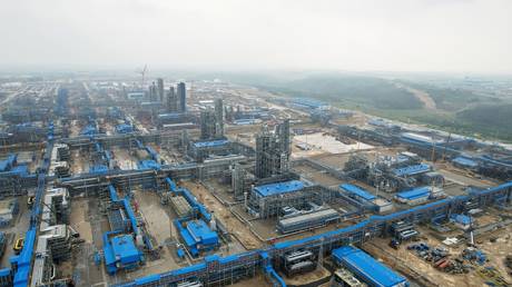 Gas pipeline networks at the Amur gas processing plant in the Amur region, Russia, July 13, 2021.