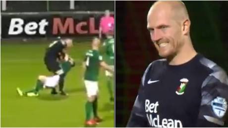 &lsquo;Madness&rsquo;: Goalkeeper viciously attacks own teammate after conceding equalizer during game in Northern Ireland (VIDEO)