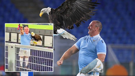 Lazio's falconer has been suspended © Alberto Lingria / Reuters | Twitter / So Lillo