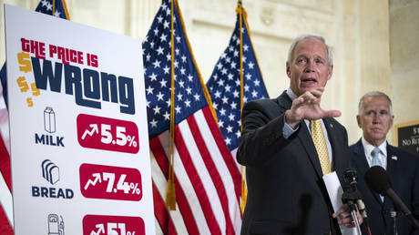 US Sen. Ron Johnson (R-WI) speaks during a news conference about inflation on Capitol Hill on May 26, 2021 in Washington, DC. © Drew Angerer / Getty Images