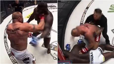 &lsquo;Battle of Behemoths&rsquo;: Five-time world&rsquo;s strongest man Pudzianowski FLATTENS Senegalese giant Bombardier with brutal KO (VIDEO)