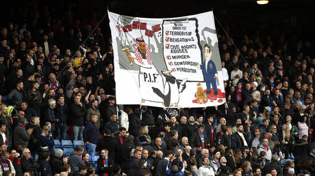 Crystal Palace fans unveiled the banner at their game against Newcastle. © Reuters
