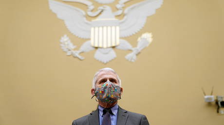 Dr. Anthony Fauci testifies before the House Oversight Select Subcommittee on the Coronavirus Crisis on the Capitol Hill in Washington, US, April 15, 2021