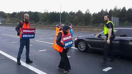 10 eco-warriors arrested for walking towards oncoming motorway traffic, court told 3 days of activism cost UK £900k