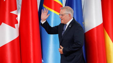 Australia's Prime Minister Scott Morrison arrives for the G20 leaders summit in Rome. © Reuters / Guglielmo Mangiapane