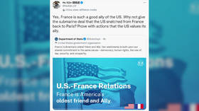 If France is such a good ally, why not give the Aussie submarine deal back to Paris? Chinese state media trolls US State Dept