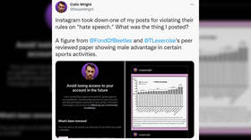 ‘Hate speech’: Instagram removes post highlighting male advantage in sports