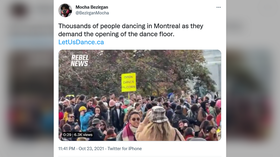 Clubbers in Quebec, Canada ask govt to lift ban on dancing & karaoke in ‘dance for the right to dance’ protest (VIDEOS)