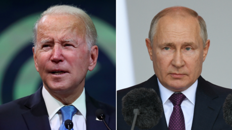 (L) U.S. President Joe Biden. © Reuters / YVES HERMAN; (R) Russian President Vladimir Putin. © AFP / RAMIL SITDIKOV
