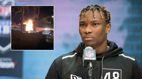 Footage showed the aftermath of the horror fatal crash involving NFL star Henry Ruggs. © USA Today Sports / Twitter @8NewsNow / Aimee Rego