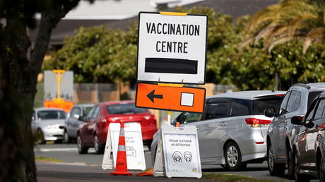 File photo: A Covid-19 vaccination center in Auckland, New Zealand, August 26, 2021.