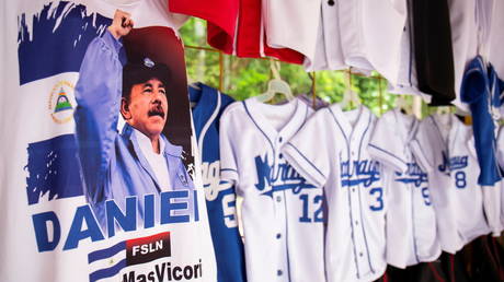 A t-shirt with the image of Nicaragua President Daniel Ortega is displayed on the street, ahead of the country's presidential elections in November, in Managua, Nicaragua October 22, 2021.