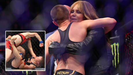 Rose Namajunas (left), Halle Berry and (inset) Zhang Weili © Ed Mulholland / USA Today Sports via Reuters