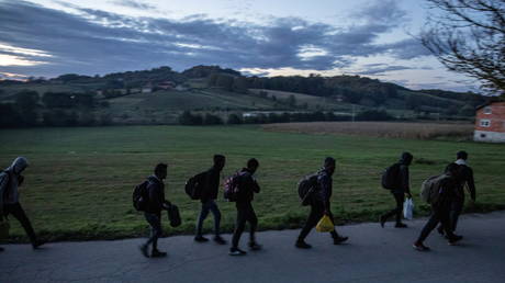 FILE PHOTO: Migrants walk towards the Bosnia-Croatia border in attempt to cross. © Reuters / Marko Djurica