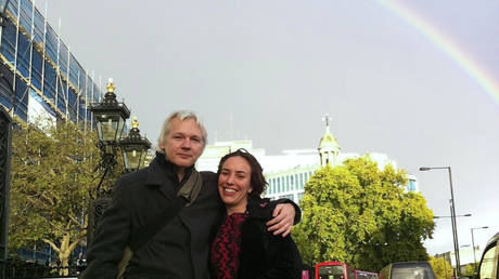 FILE PHOTO: Julian Assange and partner Stella Moris are seen in an undated photo shared by Moris on social media November 11, 2021.