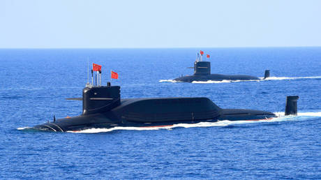 A nuclear-powered Type 094A Jin-class ballistic missile submarine of the Chinese PLA Navy during military display in South China Sea, April 12, 2018