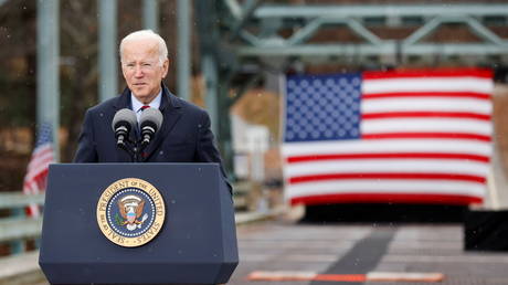 US President Joe Biden speaks in Woodstock, New Hampshire, November 16, 2021.